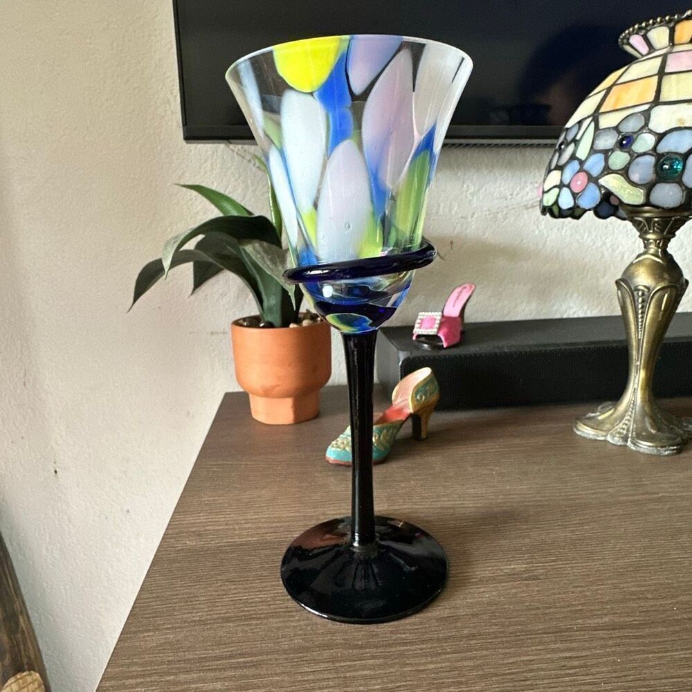 Blue cocktail glass Swivel cup